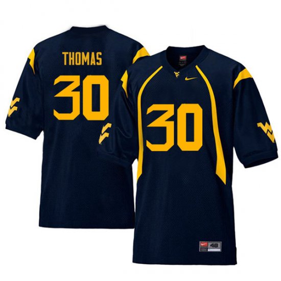 Men's West Virginia Mountaineers NCAA #30 J.T. Thomas Navy Authentic Nike Retro Stitched College Football Jersey QU15C74FU